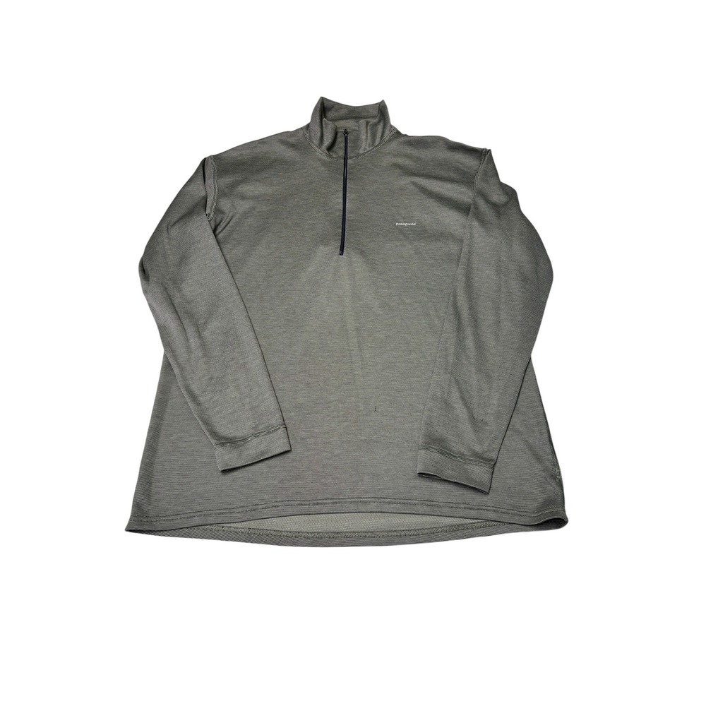 Patagonia Quarter Zip Pullover Mens Gray Striped Long Sleeve Shirt Size M
